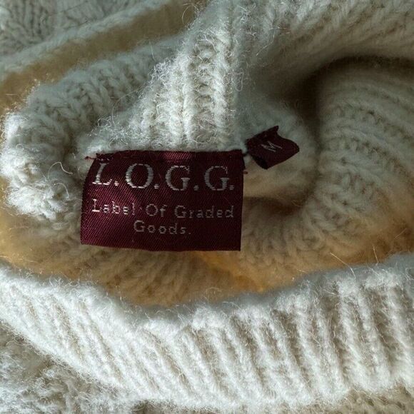 Vintage 1990s Womens White 100% Wool Fisherman Cable Knit Turtleneck Sweater M - Picture 5 of 7